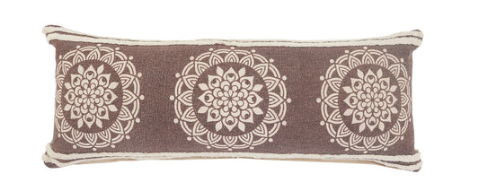 14" X 36" Brown And White 100% Cotton Striped Zippered Pillow FurniFindUSA