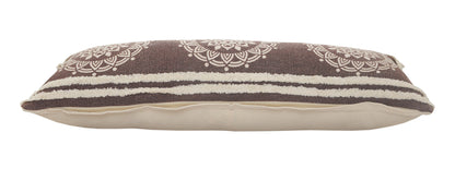 14" X 36" Brown And White 100% Cotton Striped Zippered Pillow FurniFindUSA