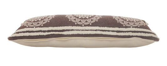 14" X 36" Brown And White 100% Cotton Striped Zippered Pillow FurniFindUSA