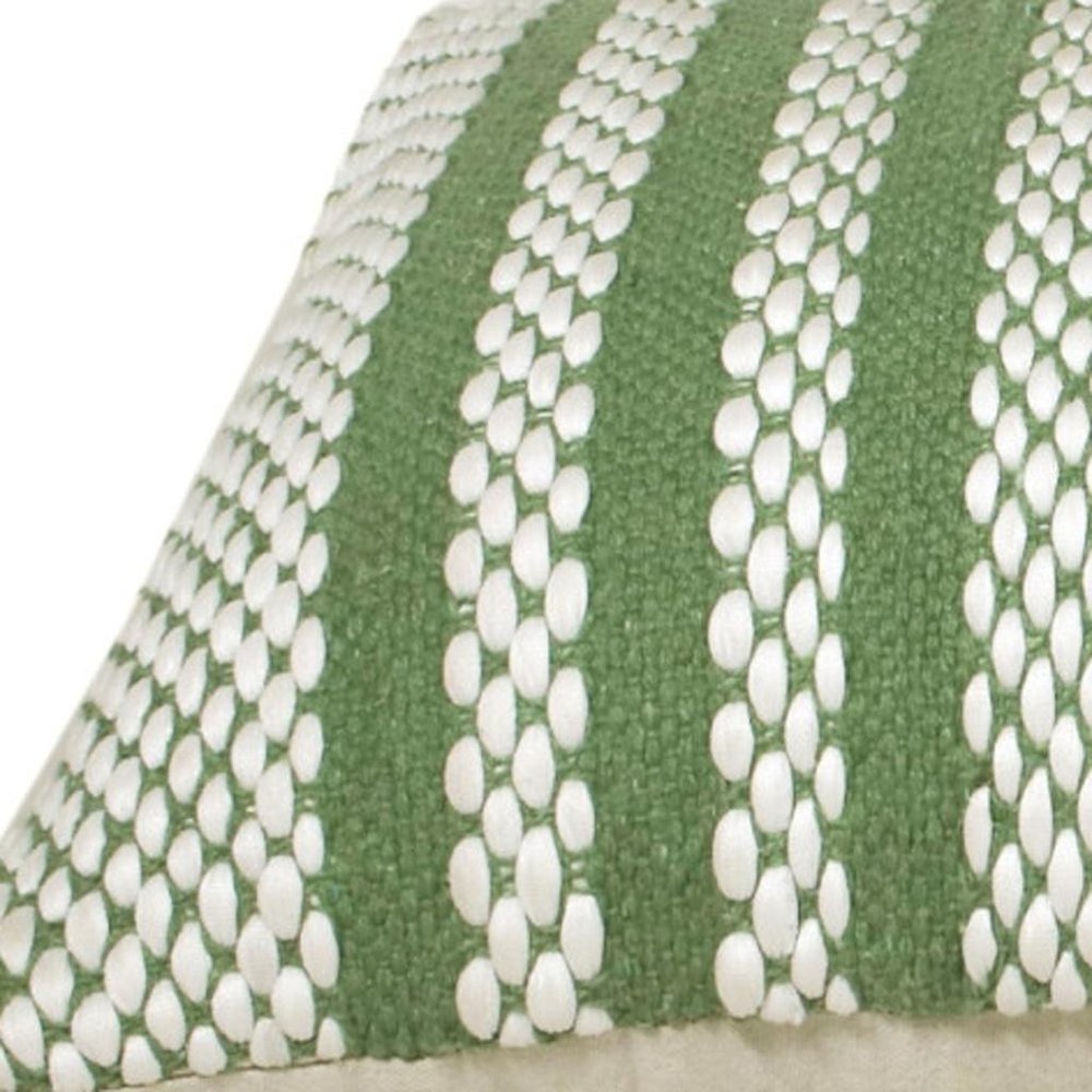 14" X 36" Green And White 100% Cotton Geometric Zippered Pillow — view 6