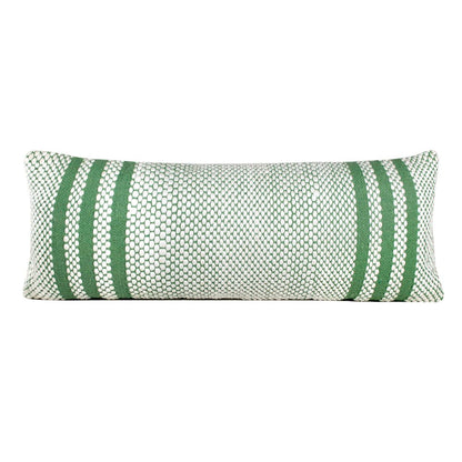 14" X 36" Green And White 100% Cotton Geometric Zippered Pillow HomeRoots