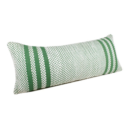 14" X 36" Green And White 100% Cotton Geometric Zippered Pillow HomeRoots