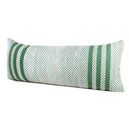 14" X 36" Green And White 100% Cotton Geometric Zippered Pillow HomeRoots
