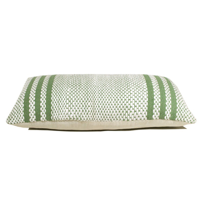 14" X 36" Green And White 100% Cotton Geometric Zippered Pillow FurniFindUSA