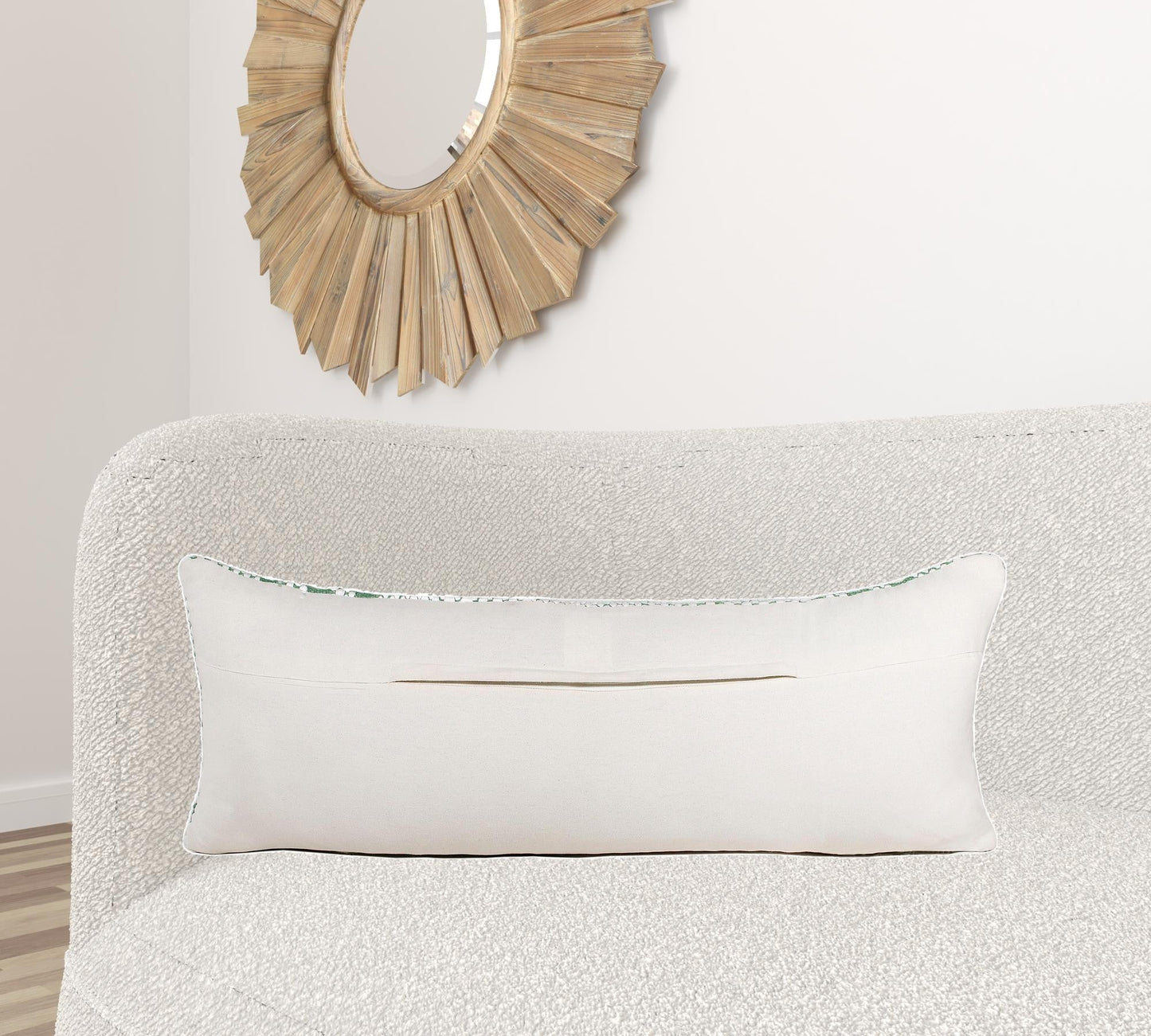 14" X 36" Deep Navy And White 100% Cotton Geometric Zippered Pillow FurniFindUSA