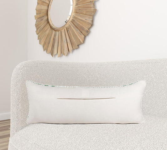 14" X 36" Deep Navy And White 100% Cotton Geometric Zippered Pillow FurniFindUSA