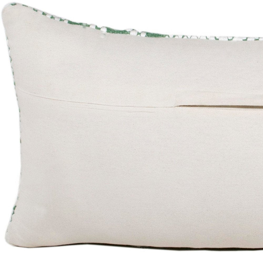 14" X 36" Deep Navy And White 100% Cotton Geometric Zippered Pillow HomeRoots