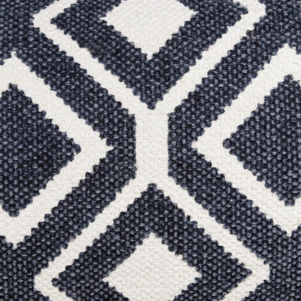 14" X 36" Deep Navy And White 100% Cotton Geometric Zippered Pillow HomeRoots