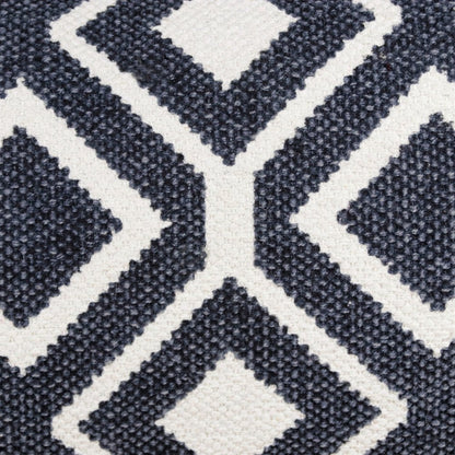 14" X 36" Deep Navy And White 100% Cotton Geometric Zippered Pillow HomeRoots