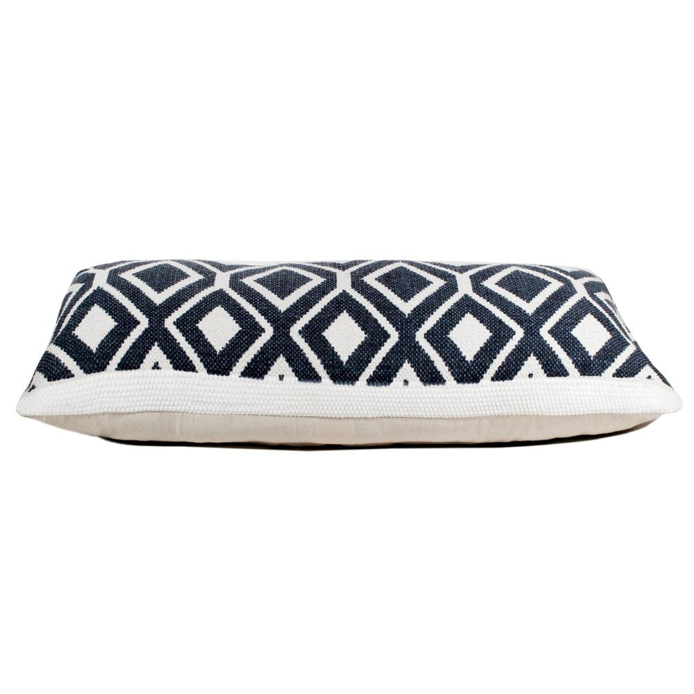 14" X 36" Deep Navy And White 100% Cotton Geometric Zippered Pillow HomeRoots
