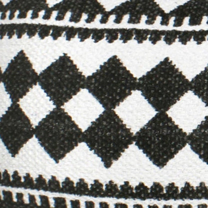 14" X 36" Black And White 100% Cotton Geometric Zippered Pillow HomeRoots
