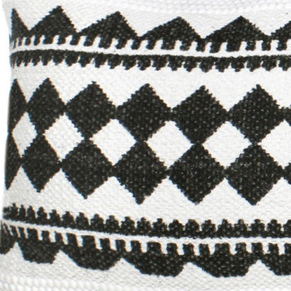 14" X 36" Black And White 100% Cotton Geometric Zippered Pillow HomeRoots
