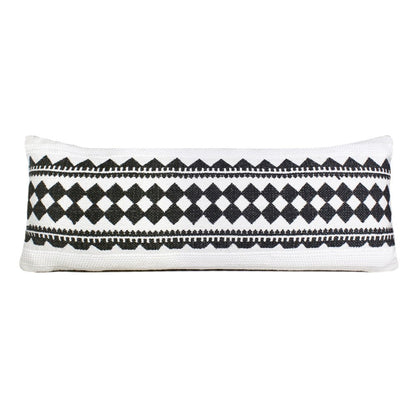 14" X 36" Black And White 100% Cotton Geometric Zippered Pillow HomeRoots