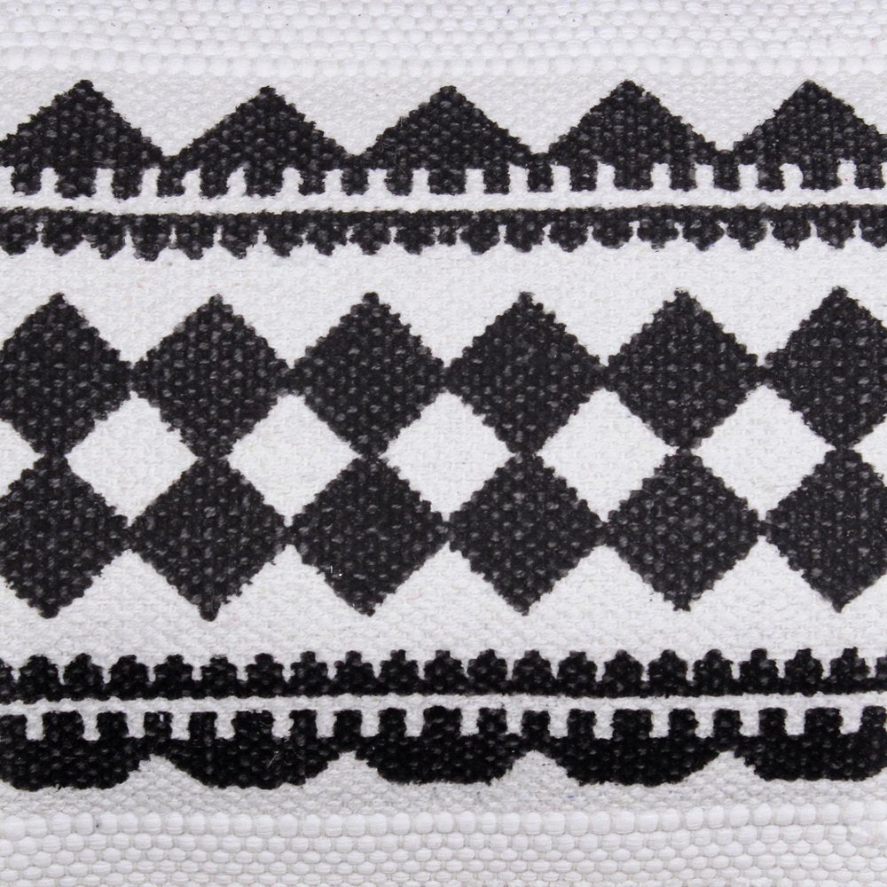 14" X 36" Black And White 100% Cotton Geometric Zippered Pillow — view 2