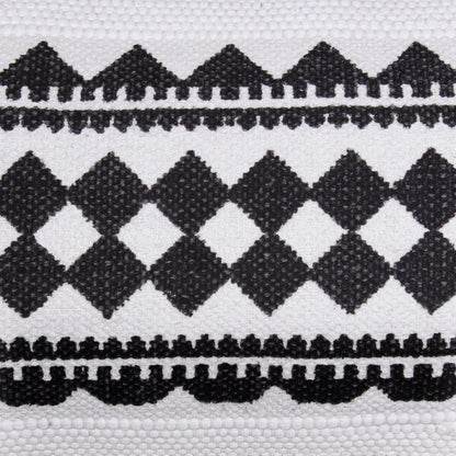 14" X 36" Black And White 100% Cotton Geometric Zippered Pillow HomeRoots