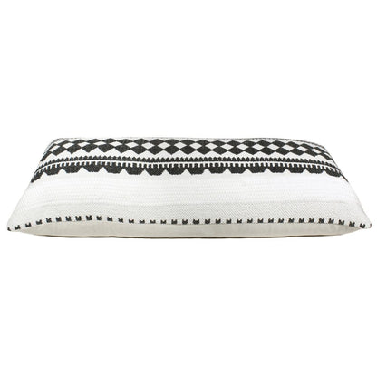 14" X 36" Black And White 100% Cotton Geometric Zippered Pillow HomeRoots