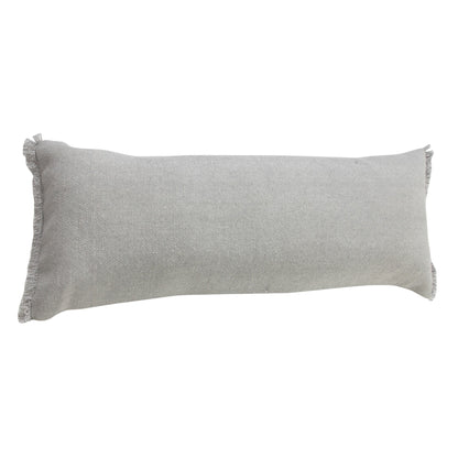 14" X 36" Light Gray Stonewashed Cotton Throw Pillow With Fringe FurniFindUSA