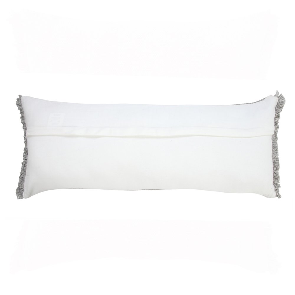 14" X 36" Light Gray Stonewashed Cotton Throw Pillow With Fringe — view 7