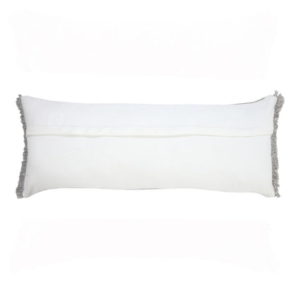 14" X 36" Light Gray Stonewashed Cotton Throw Pillow With Fringe HomeRoots