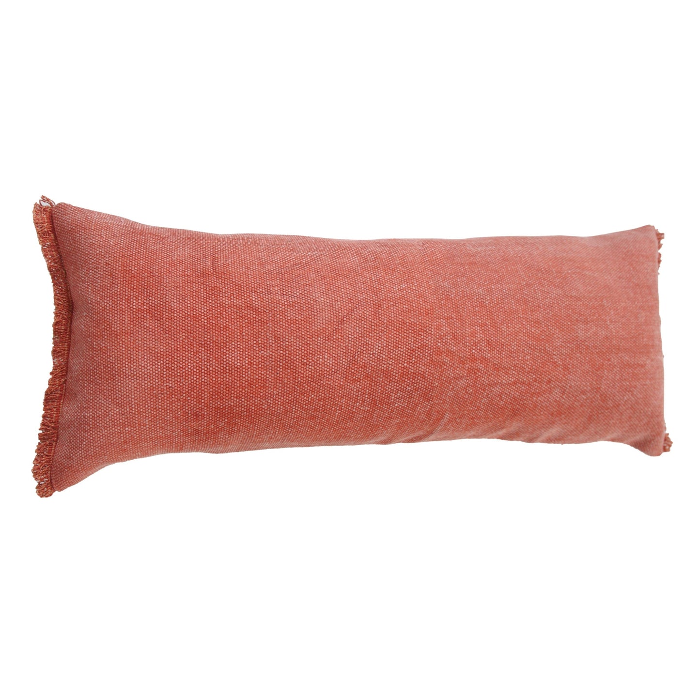 14" X 36" Rose Pink Stonewashed Cotton Throw Pillow With Fringe FurniFindUSA