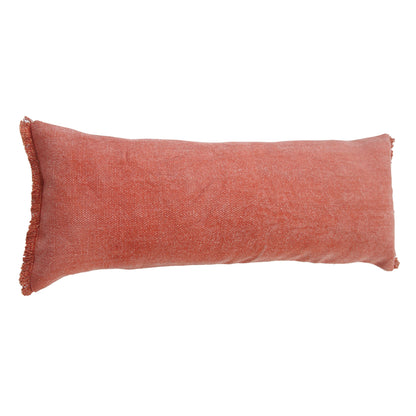 14" X 36" Rose Pink Stonewashed Cotton Throw Pillow With Fringe FurniFindUSA