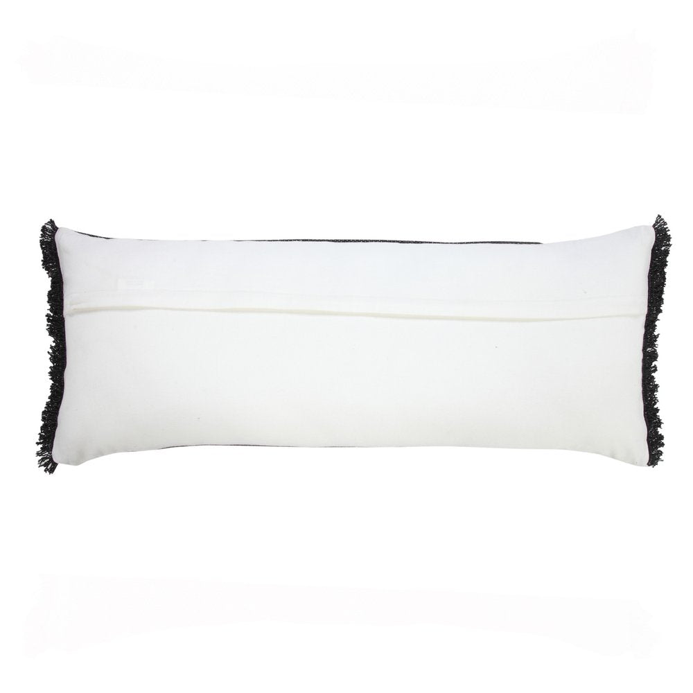 14" X 36" Black Stonewashed Cotton Throw Pillow With Fringe — view 7