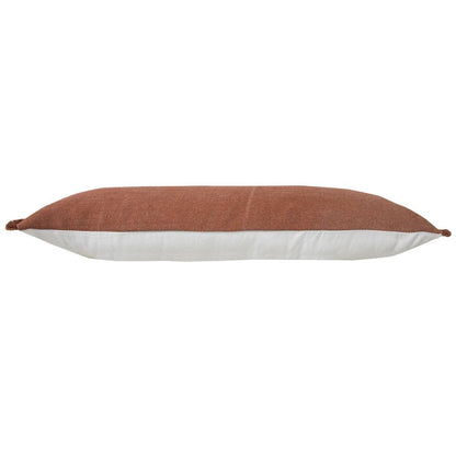 14" X 36" Terra Cotta Stonewashed Cotton Throw Pillow With Fringe HomeRoots