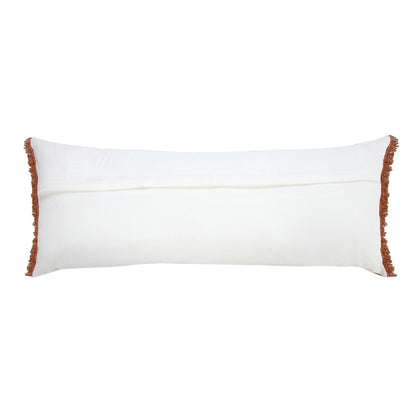 14" X 36" Terra Cotta Stonewashed Cotton Throw Pillow With Fringe HomeRoots
