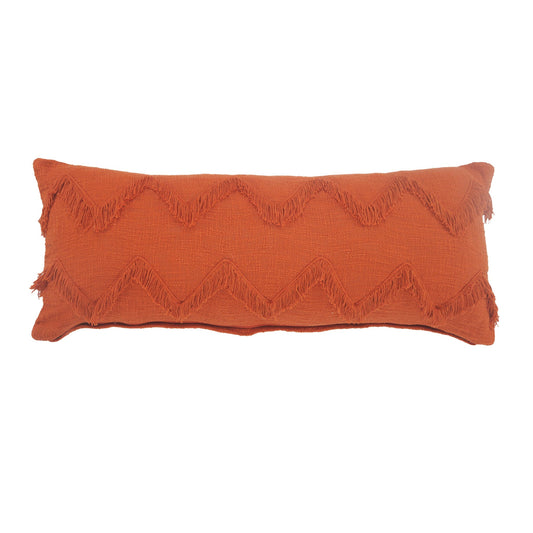 14" X 36" Orange 100% Cotton Zippered Pillow 7.5" (L) x 36.0" (W) x 14.0" (H) FurniFindUSA
