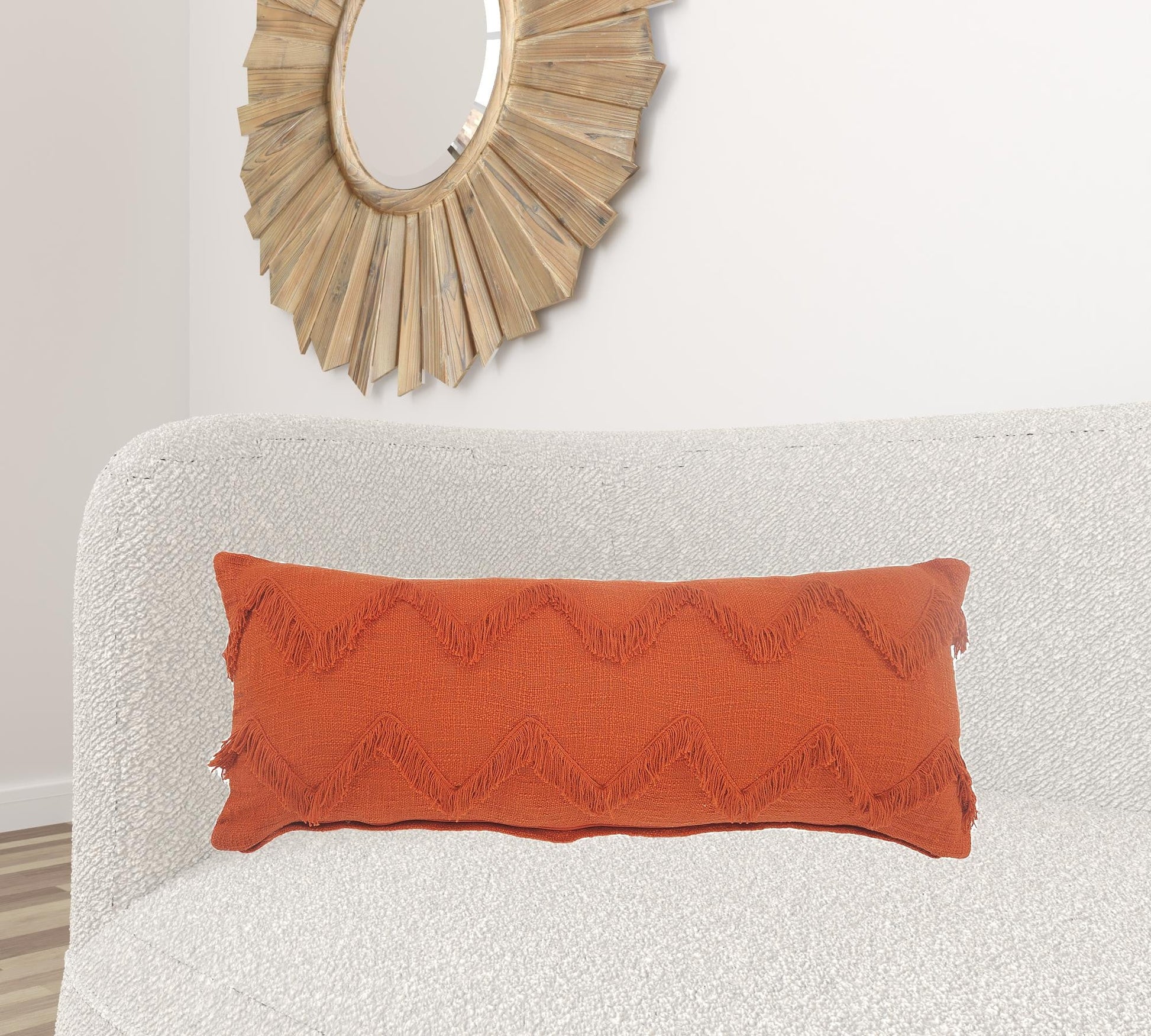 14" X 36" Orange 100% Cotton Zippered Pillow 7.5" (L) x 36.0" (W) x 14.0" (H) FurniFindUSA