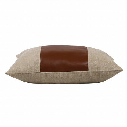 14" X 20" Tan And Brown Linen Striped Zippered Pillow FurniFindUSA