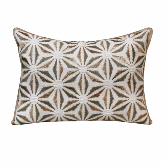 14" X 20" Gray And Copper 100% Cotton Geometric Zippered Pillow FurniFindUSA