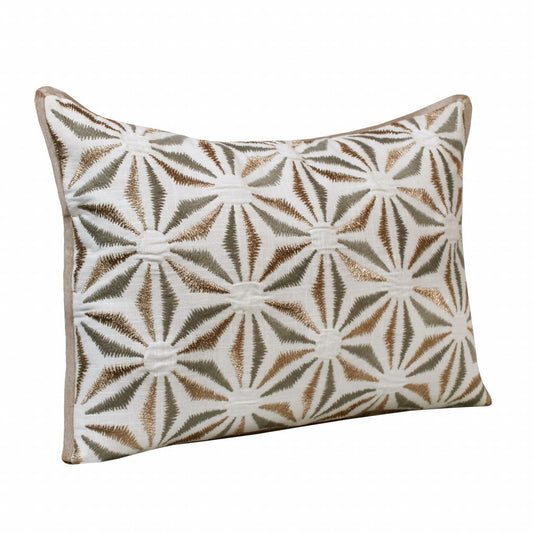 14" X 20" Gray And Copper 100% Cotton Geometric Zippered Pillow FurniFindUSA