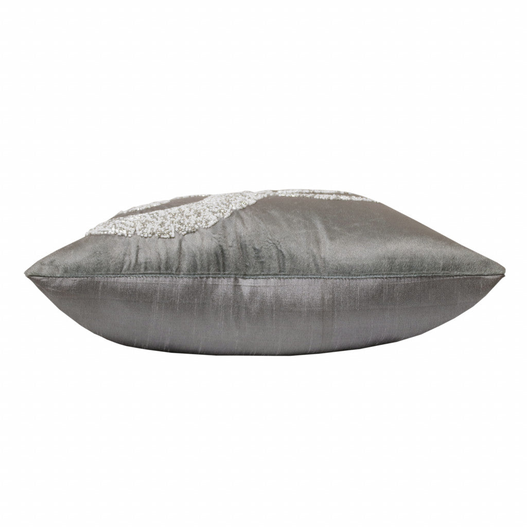 20" X 20" Gray And Silver Elephant Polyester Animal Print Zippered Pillow FurniFindUSA