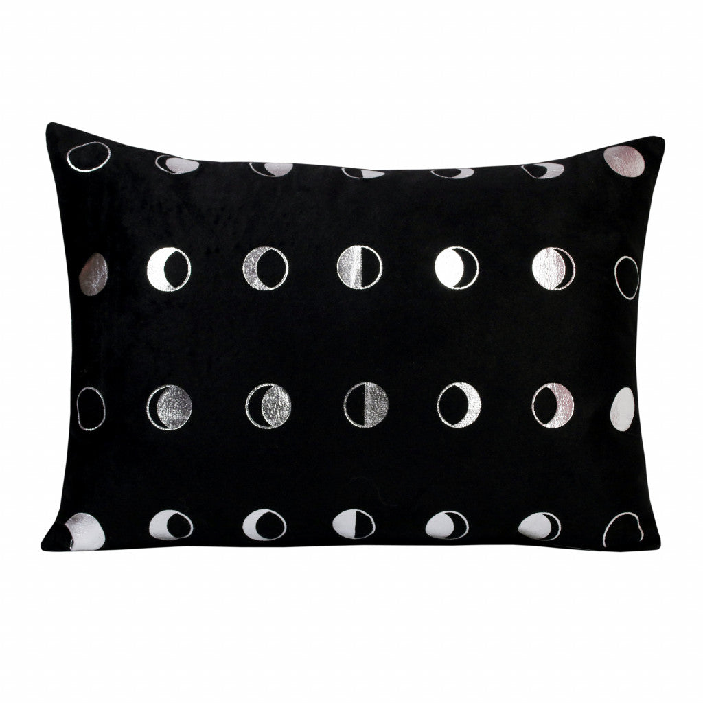 14" X 20" Black And Silver Polyester Geometric Zippered Pillow FurniFindUSA