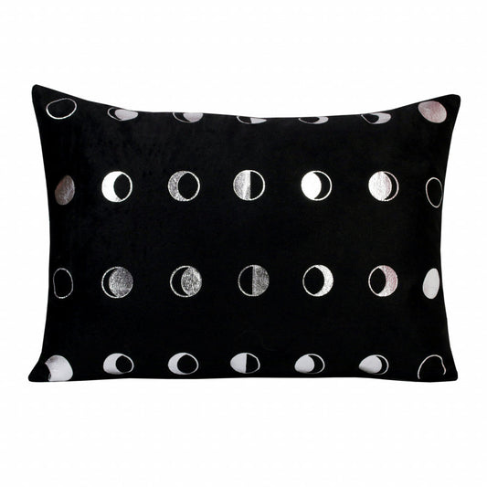 14" X 20" Black And Silver Polyester Geometric Zippered Pillow FurniFindUSA