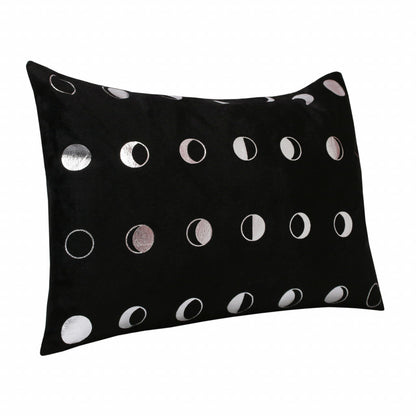14" X 20" Black And Silver Polyester Geometric Zippered Pillow FurniFindUSA