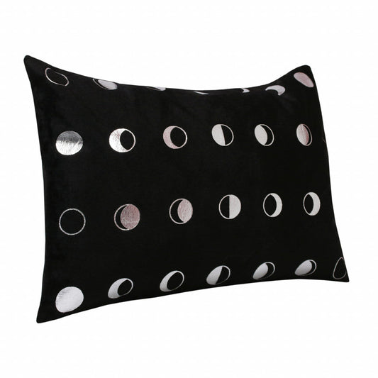 14" X 20" Black And Silver Polyester Geometric Zippered Pillow FurniFindUSA