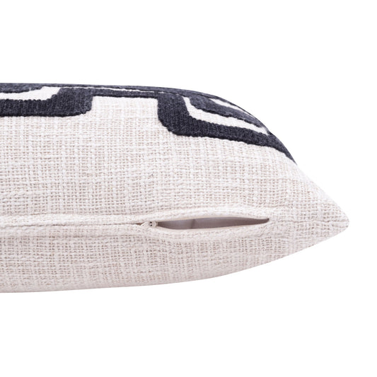 16" X 24" Black Ivory 100% Cotton Geometric Zippered Pillow FurniFindUSA