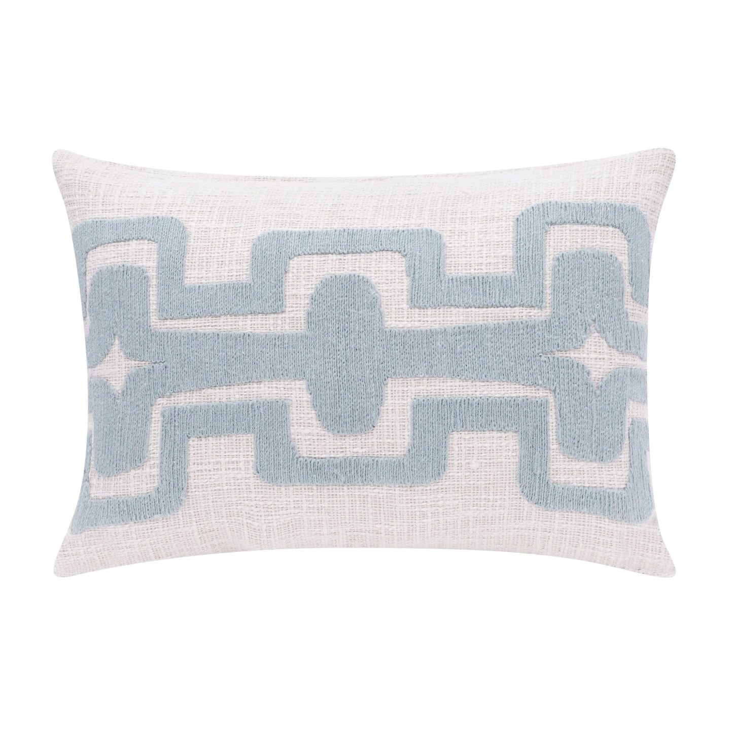 16" X 24" Light Blue And Ivory 100% Cotton Geometric Zippered Pillow FurniFindUSA