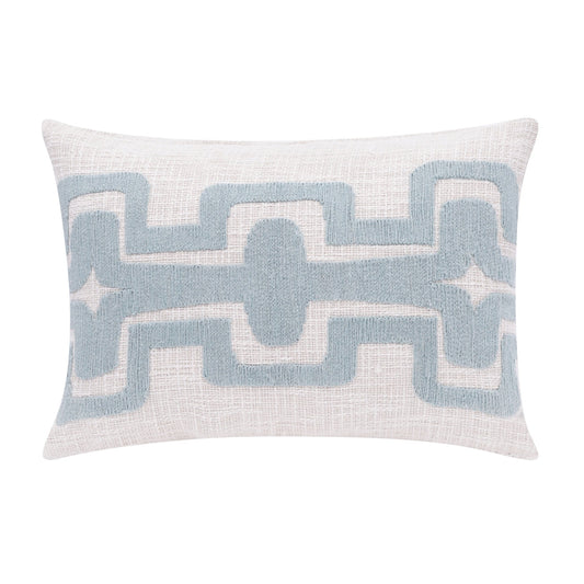 16" X 24" Light Blue And Ivory 100% Cotton Geometric Zippered Pillow FurniFindUSA