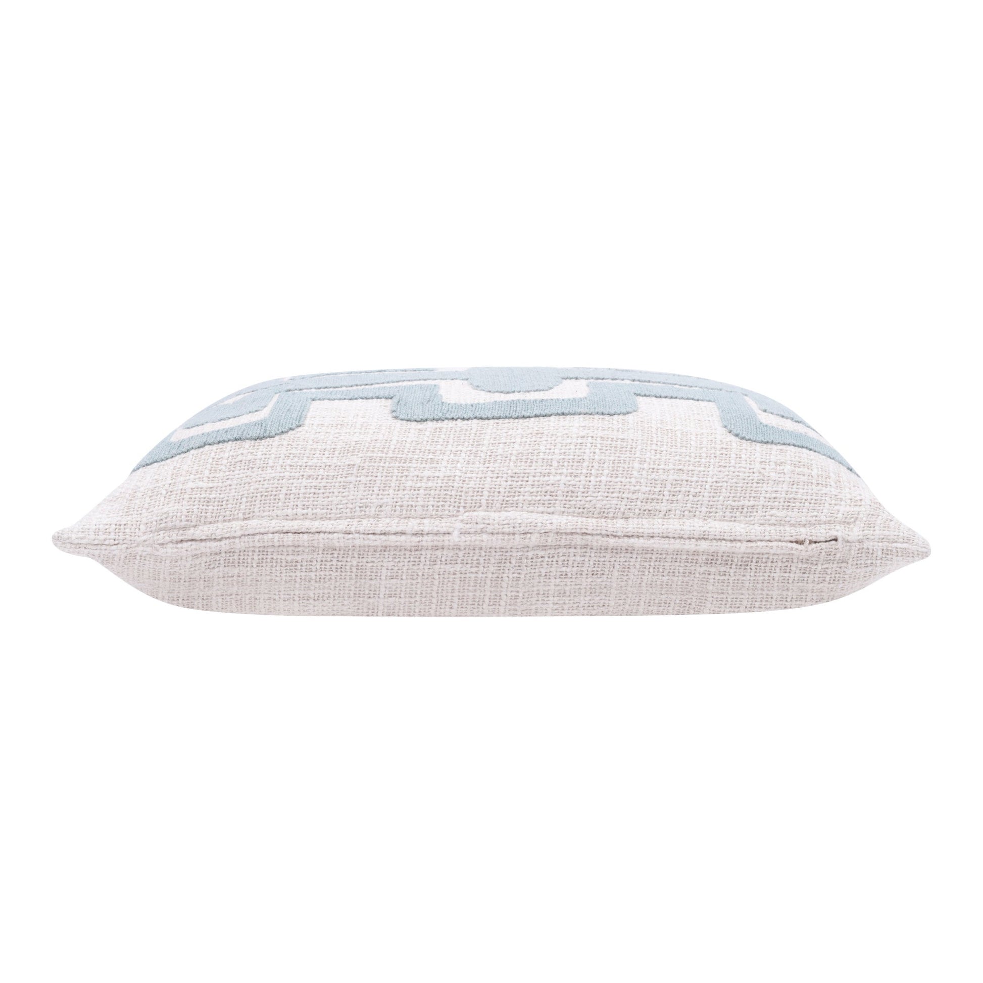 16" X 24" Light Blue And Ivory 100% Cotton Geometric Zippered Pillow FurniFindUSA
