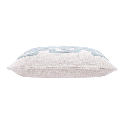 16" X 24" Light Blue And Ivory 100% Cotton Geometric Zippered Pillow FurniFindUSA