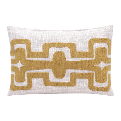 16" X 24" Yellow And Ivory Geometric Cotton Throw Pillow HomeRoots