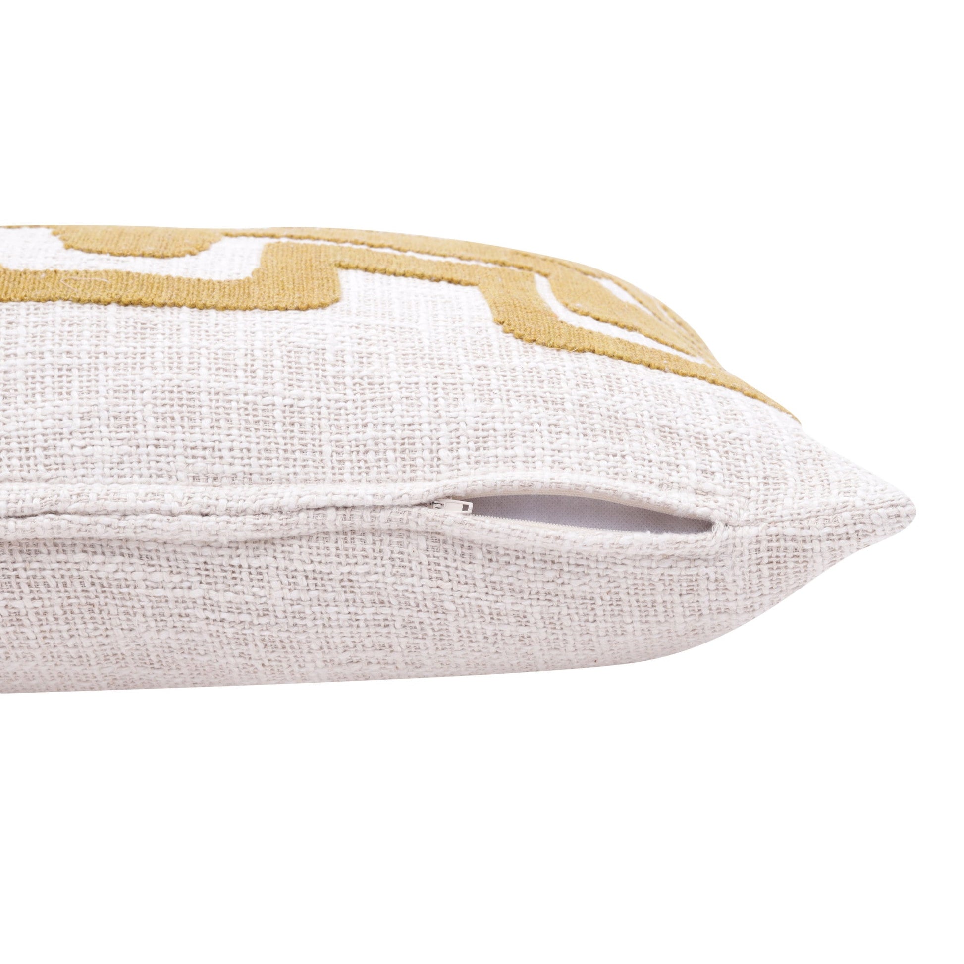 16" X 24" Yellow And Ivory 100% Cotton Geometric Zippered Pillow FurniFindUSA