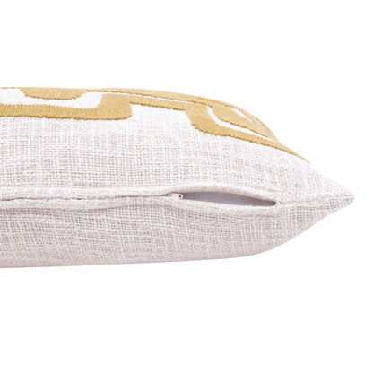 16" X 24" Yellow And Ivory 100% Cotton Geometric Zippered Pillow FurniFindUSA