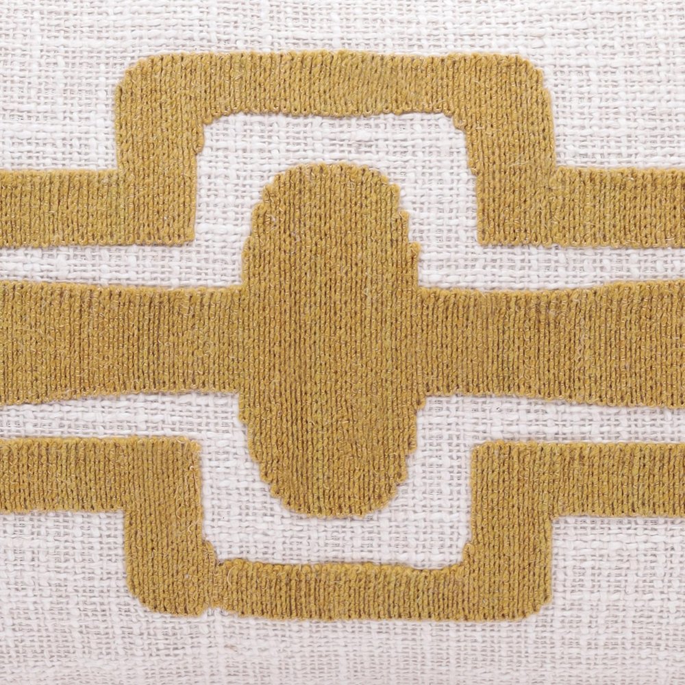16" X 24" Yellow And Ivory Geometric Cotton Throw Pillow — view 6