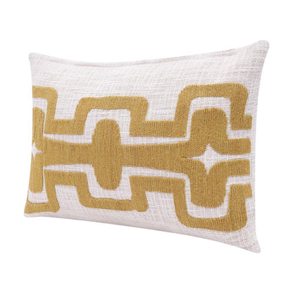 16" X 24" Yellow And Ivory Geometric Cotton Throw Pillow HomeRoots