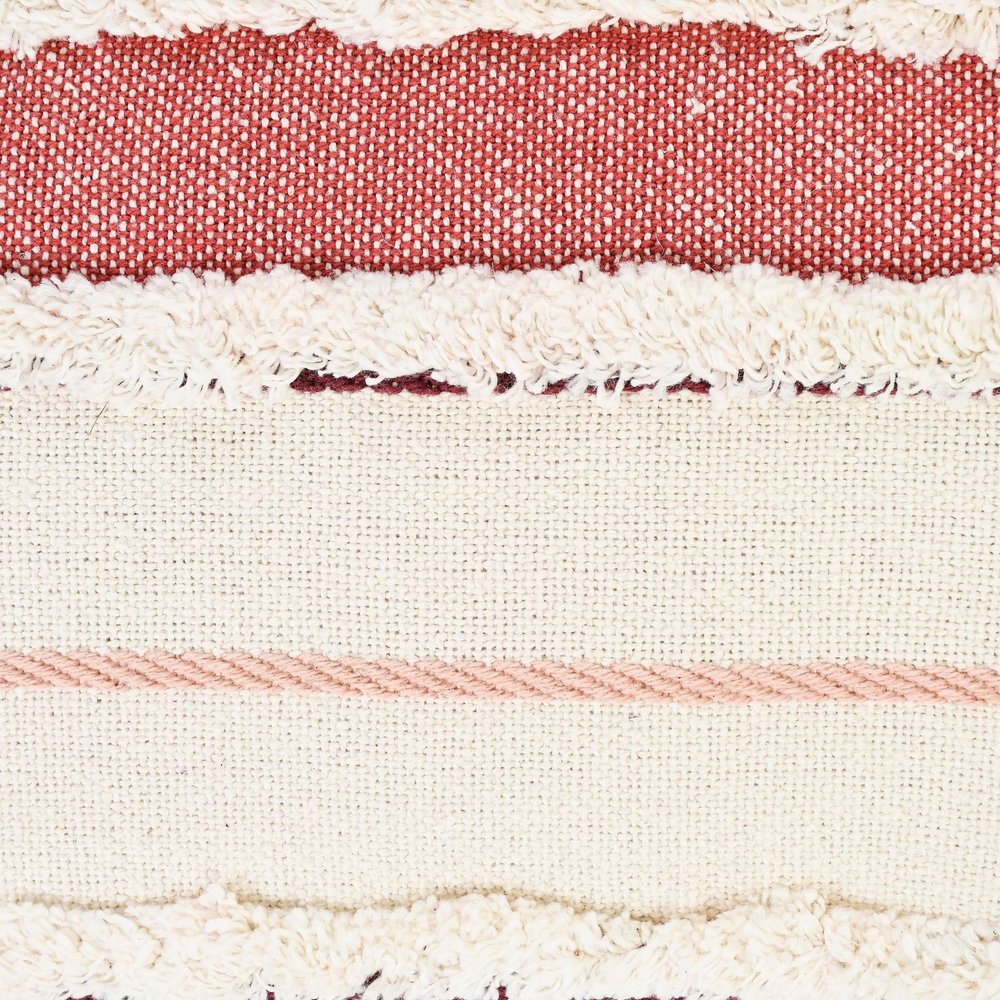 14" X 36" Red And Off-White 100% Cotton Striped Zippered Pillow — view 2