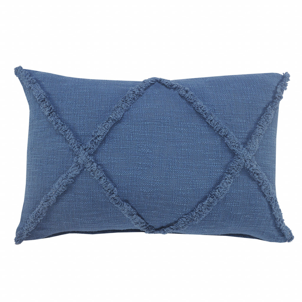 16" X 24" Cobalt Blue 100% Cotton Zippered Pillow FurniFindUSA